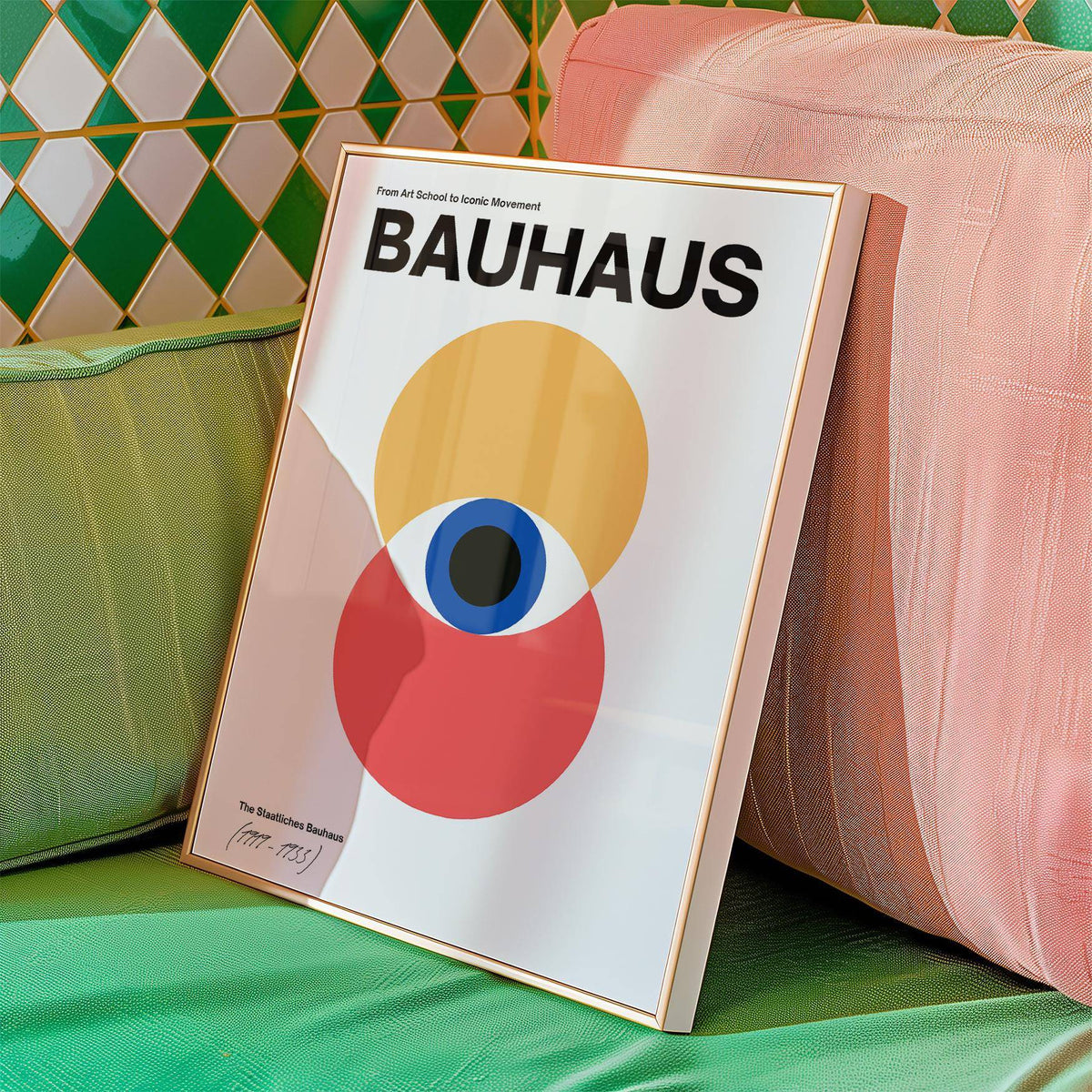 Bauhaus style poster with striking colour contrasts