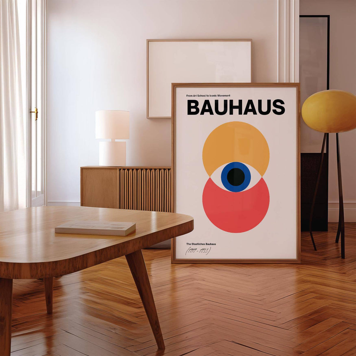 Geometric Bauhaus style poster perfect for office spaces