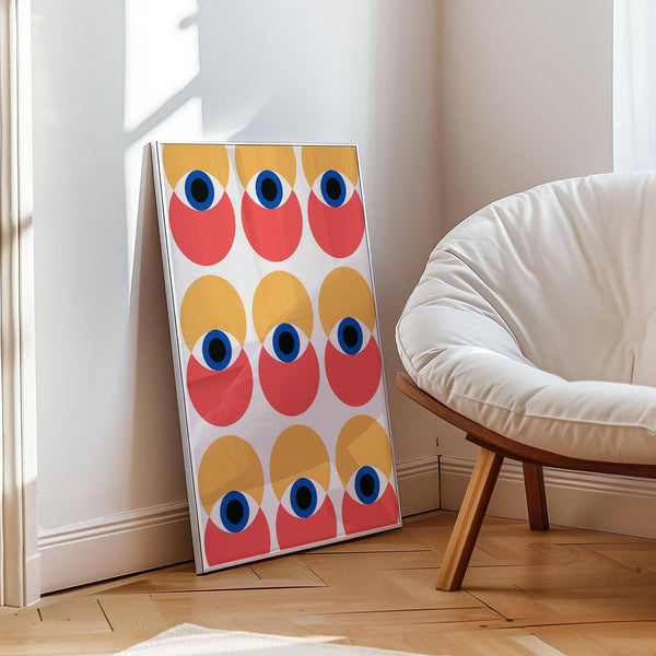 Bright wall art eye design perfect for energizing minimalist home decor