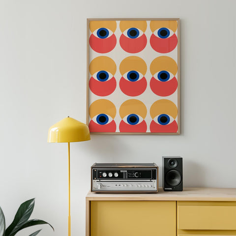 Bauhaus furniture group-inspired geometric wall art