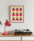 Colourful Bauhaus geometric wall art with eye design