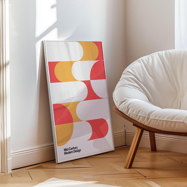 Abstract mid century art blending vintage and modern aesthetics