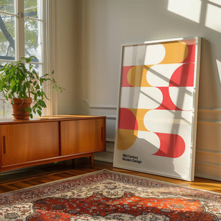 Elegant mid century art with structured colour blocks
