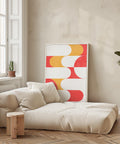 Colourful mid-century geometric poster for living room decor