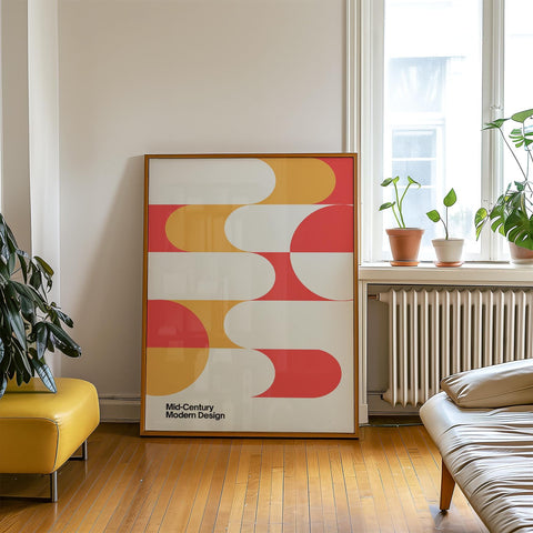 Minimalist living room art poster with geometric shapes