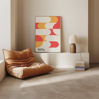 Modern mid century art with abstract shapes