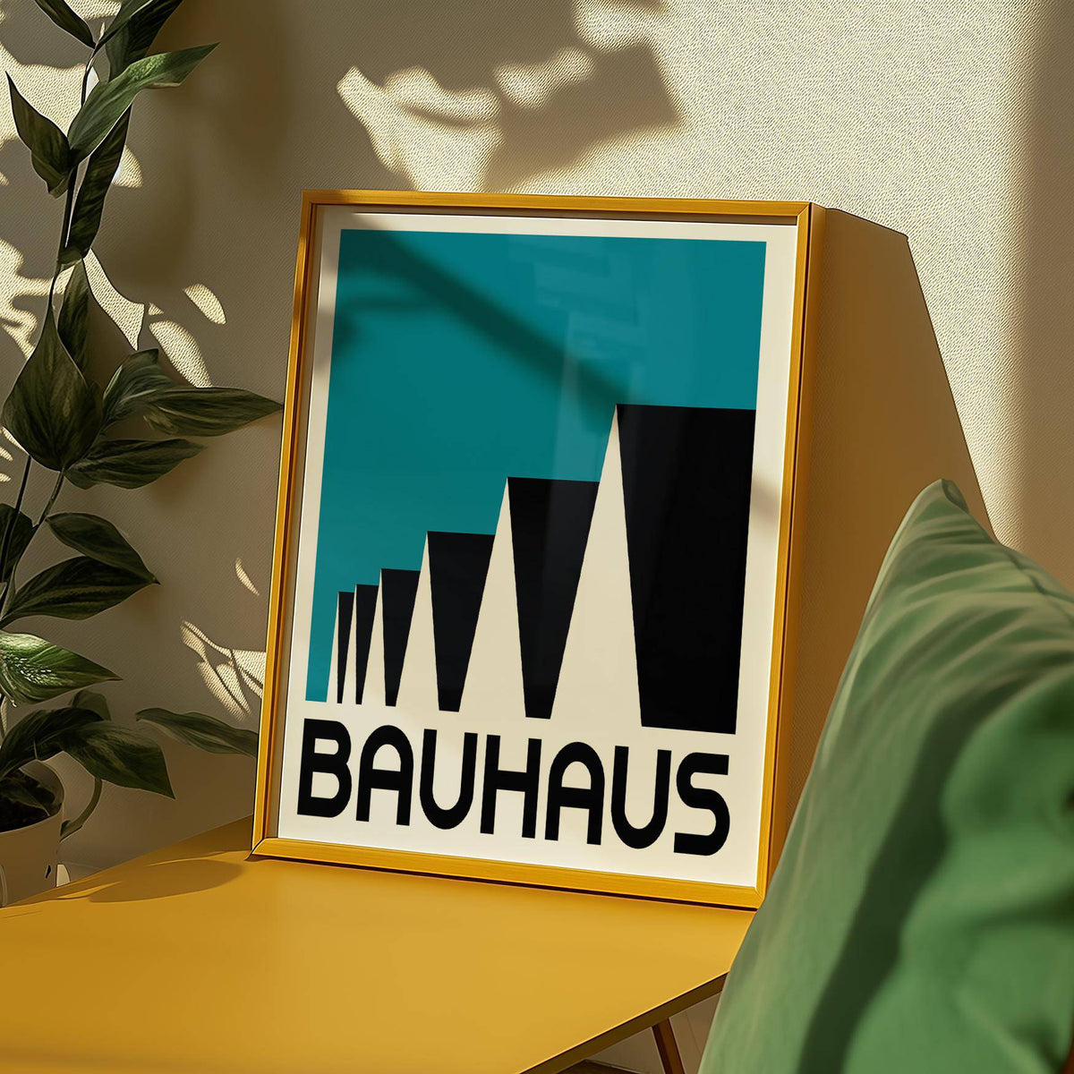 Large Bauhaus poster blue for statement wall art