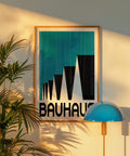 Blue and black Bauhaus-inspired architectural art