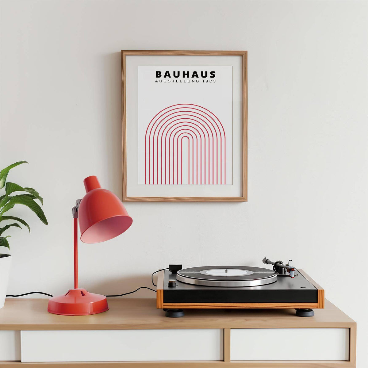 Decorative original Bauhaus poster blending form and function
