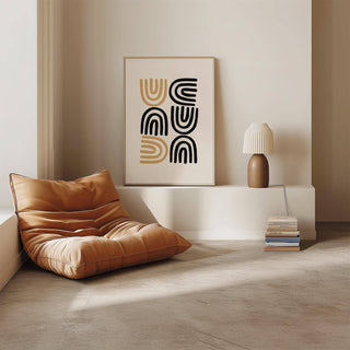 Abstract geometric black and gold pictures ideal for chic home decor