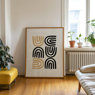 Sophisticated abstract black and gold pictures for stylish office decor
