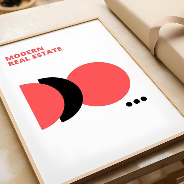 Contemporary abstract red black and white wall art ideal for offices and studios