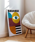 Geometric Bauhaus poster art for living room or office decor.