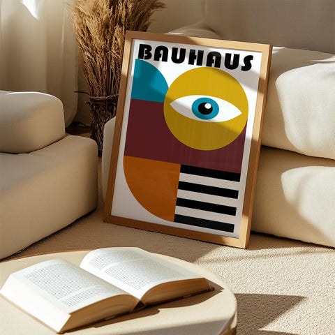 Geometric Bauhaus art print for contemporary interiors.