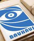 Contemporary blue Bauhaus poster with minimalist eye design