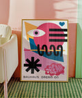 Girls wall art with playful geometric design and vibrant colours