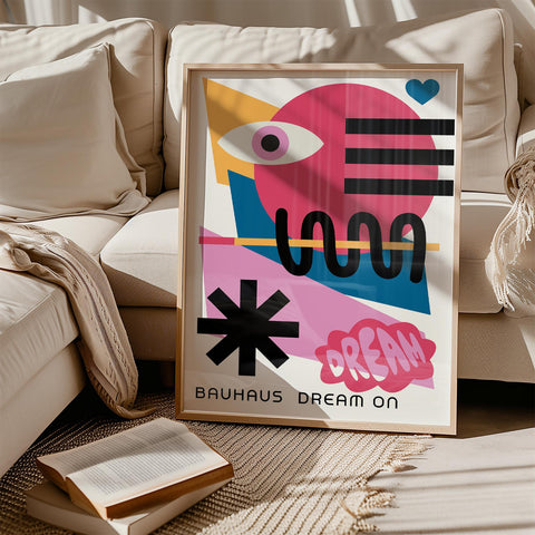 Colourful Dream On Bauhaus poster for girls room decor