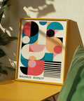 Colourful Bauhaus abstract girls poster for bedroom décor.