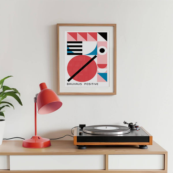 Stylish colorful geometric art featuring bright primary hues