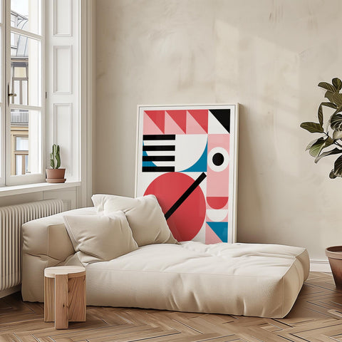 Minimalist girls wall art with Bauhaus shapes