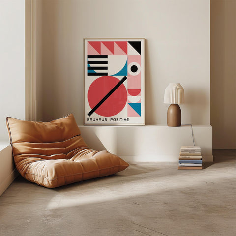 Colourful geometric Bauhaus girls wall art in modern design