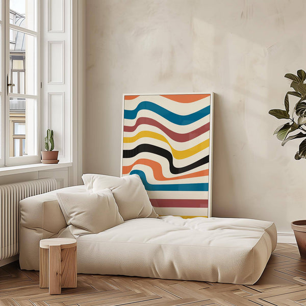 Framed art work for wall with striking Bauhaus-inspired design elements