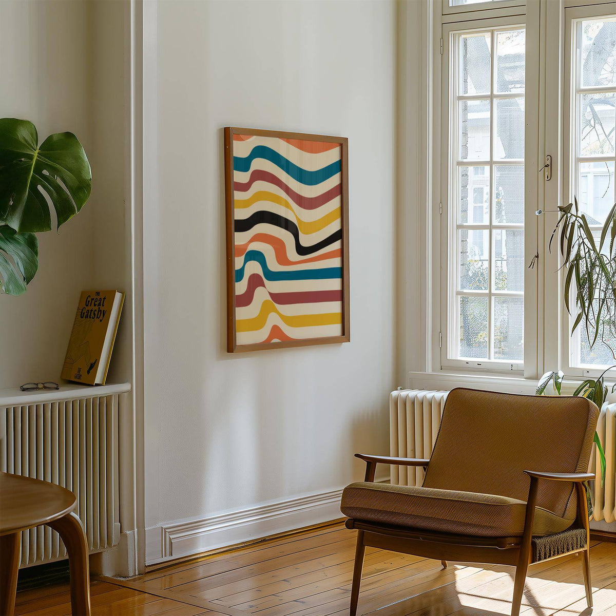 Bold, colourful art work for wall designed for creative interior styling