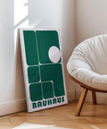 Minimalist Bauhaus wall art in bold green geometric design