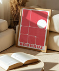 Bold red Bauhaus geometric art poster for stylish interiors