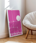 Minimalist pink geometric Bauhaus art for modern interiors