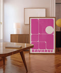 Pink Bauhaus poster for bedroom and office wall decor