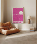 Pink Bauhaus abstract poster with geometric shapes