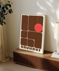 Minimalist brown Bauhaus print for industrial home decor