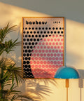 Rising sun wall poster with pink geometric pattern