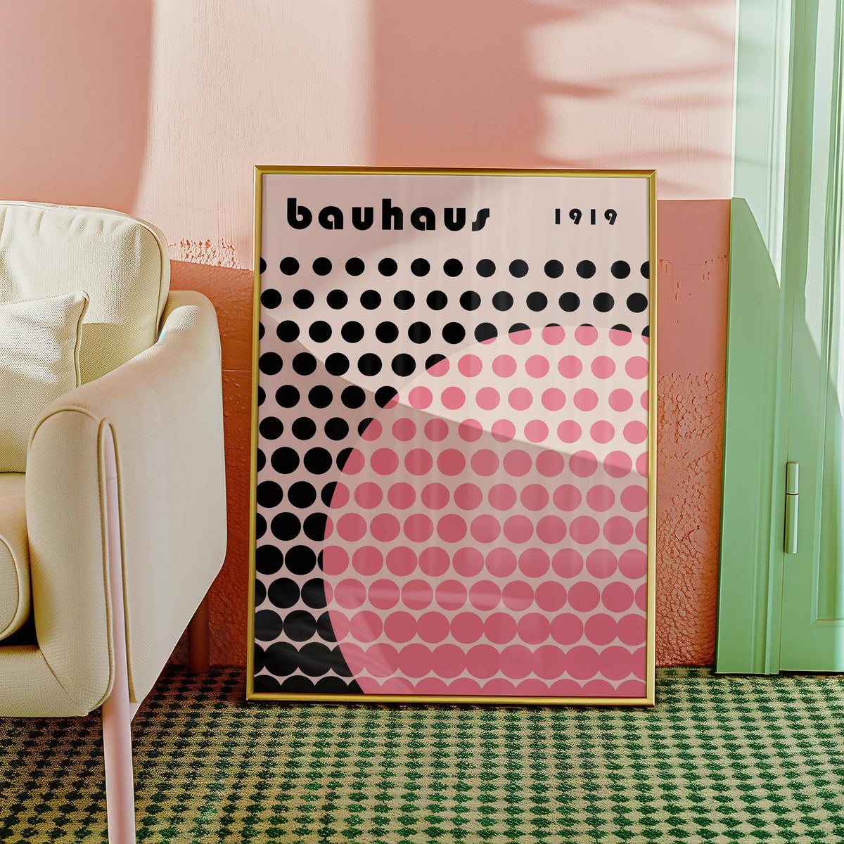 Bauhaus print poster blending artistic precision with playful design