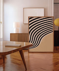 Wavy lines art print in beige and black for stylish wall decor