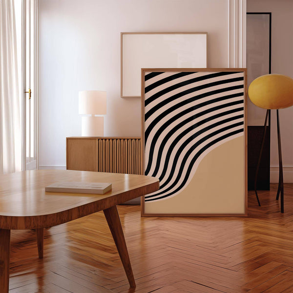 Abstract beige wall art print with soft natural tones and movement