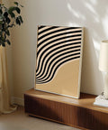 Black and beige minimalist poster with abstract waves design