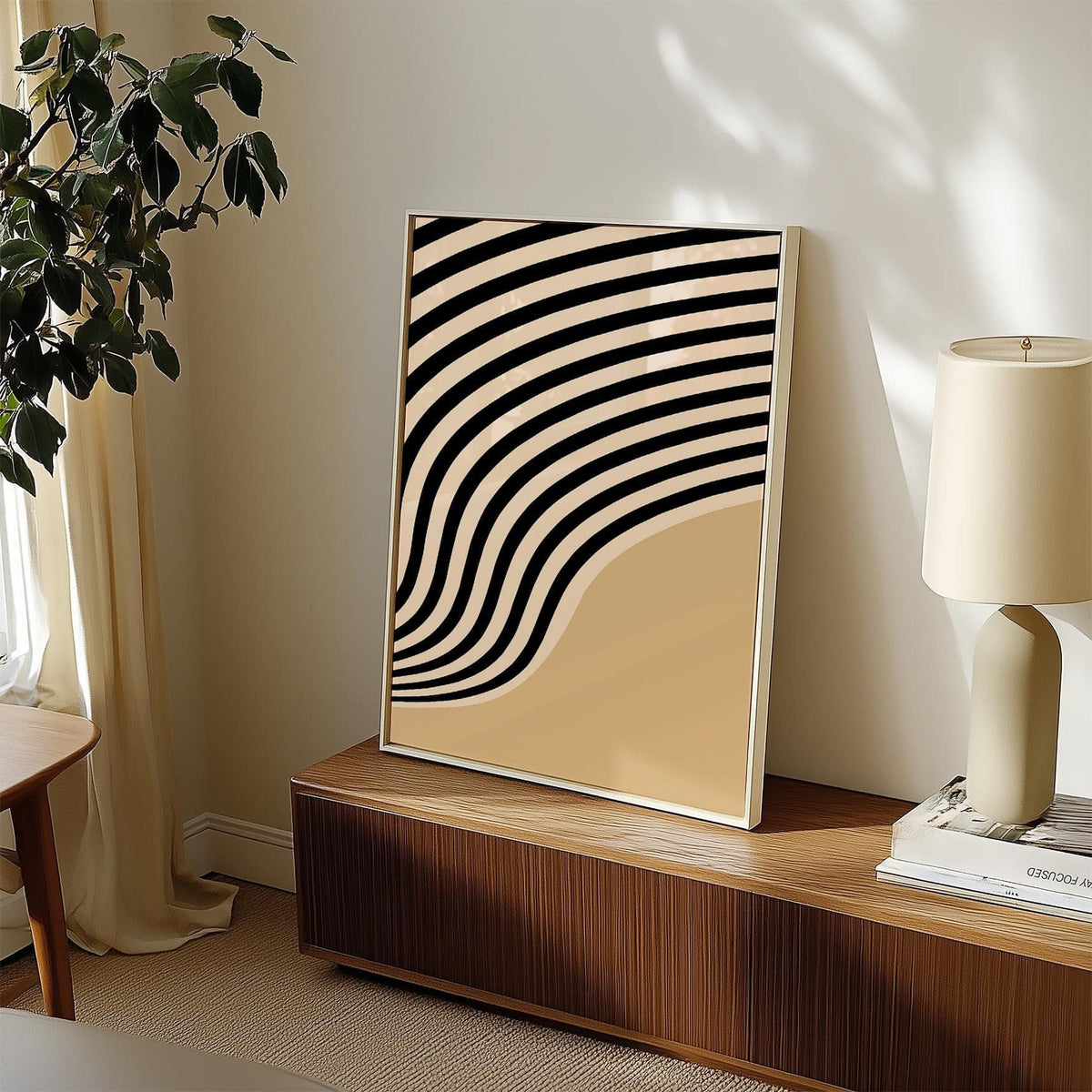 Modern beige abstract art for clean and elegant home styling