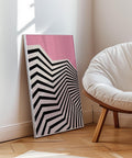 Minimalist poster with bold zigzag pattern in black and pink