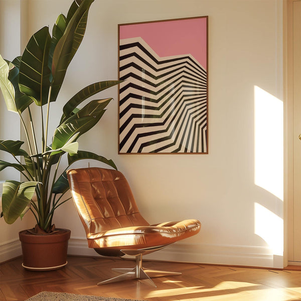 Minimalist wavy wall art with bold colour contrast