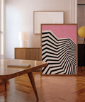 Minimalist geometric pink and black poster for contemporary decor