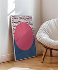 Modern abstract wall art with polka dots and bold geometric design