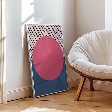 Modern abstract wall art with polka dots and bold geometric design