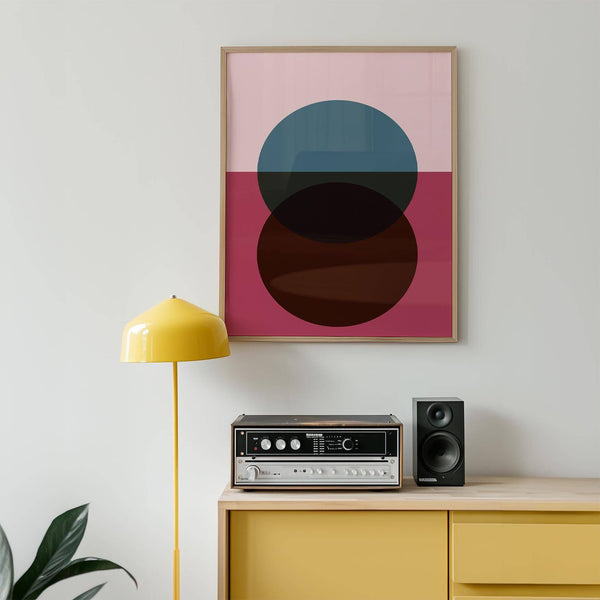 Modern abstract purple wall art representing day and night transitions