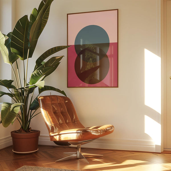 Geometric design purple wall art with contrasting circles for stylish walls