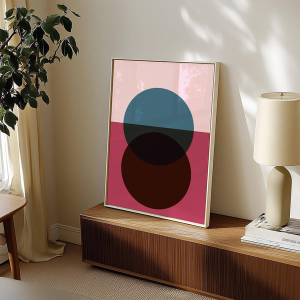 Abstract purple wall art with bold geometric balance for living spaces