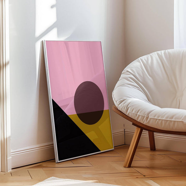 Modern bright colored artwork with minimalist Bauhaus shapes for living room