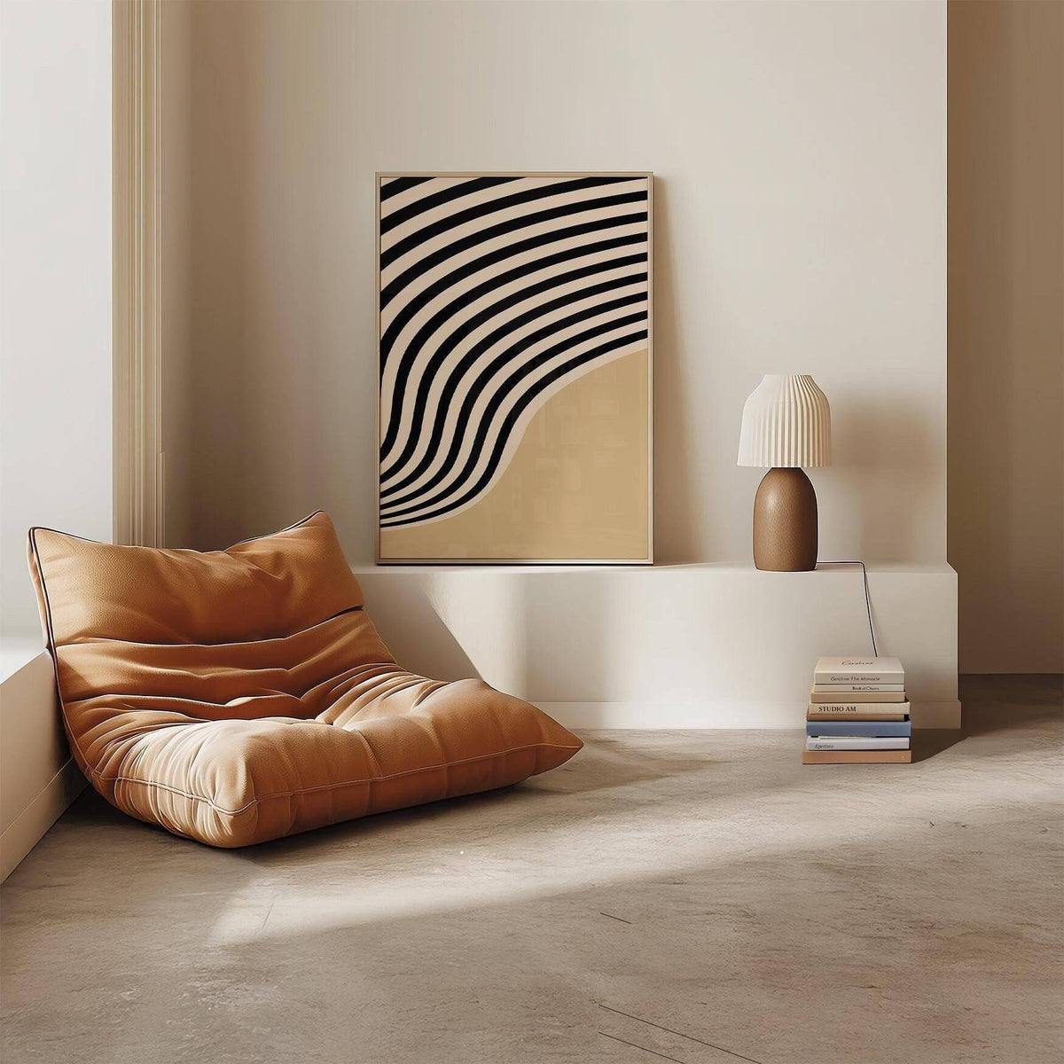 Neutral beige abstract art print ideal for modern living rooms