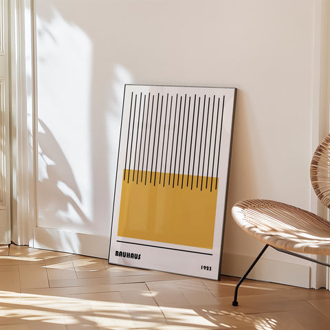 Bauhaus-inspired wall art print featuring vertical lines